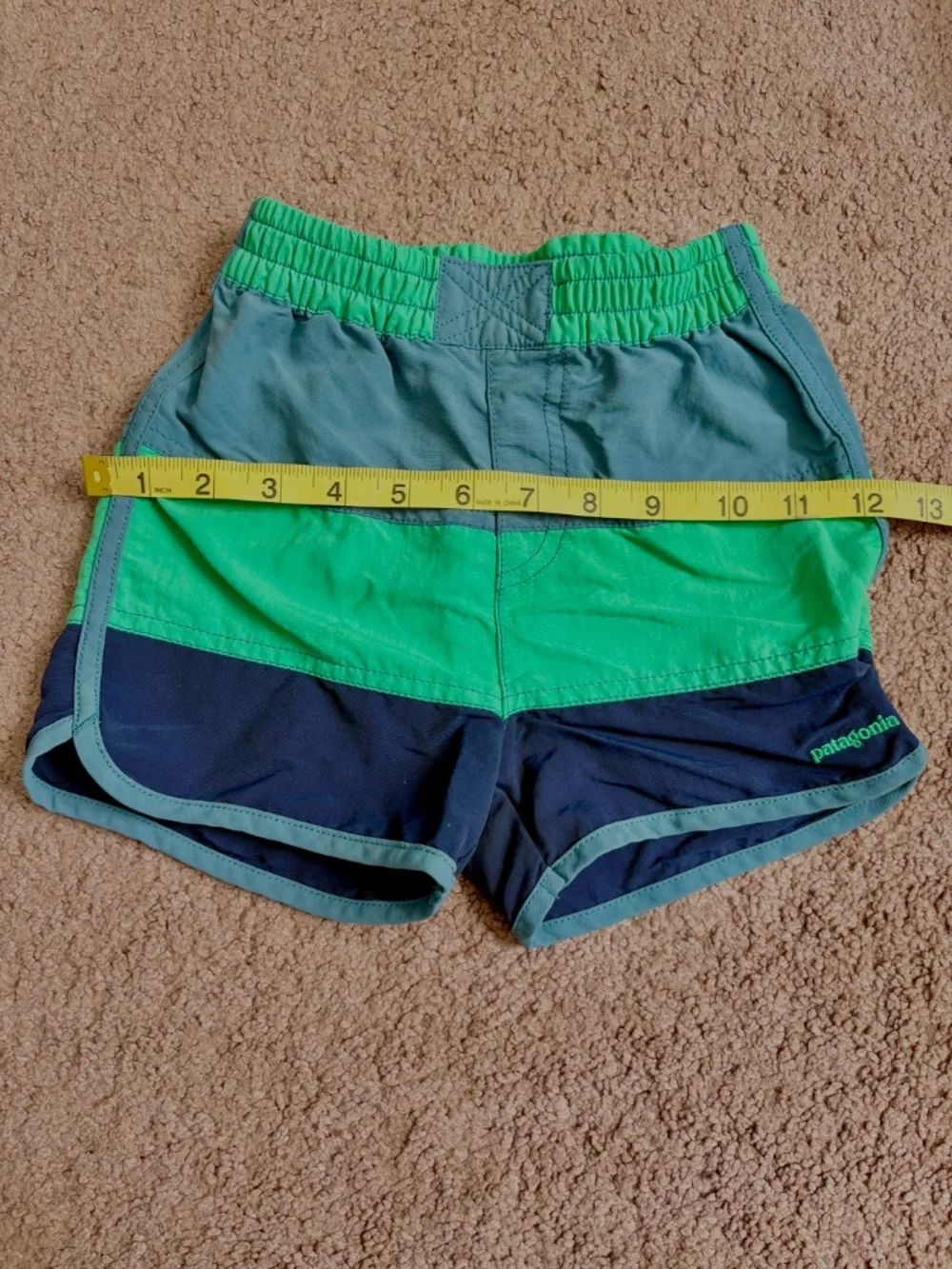 Patagonia Baby Boardshorts Toddler Swim Wear Trunks Colorblock Sz 5T Green Blue